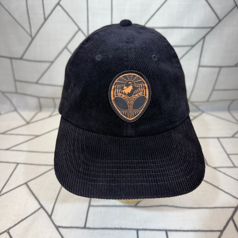Atomic Child Corduroy Hat OS Black Alien Mountain Patch Adjustable Dad Cap